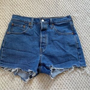 Levi’s Jean Shorts Size 28 High Waisted Denim Button Up Distressed